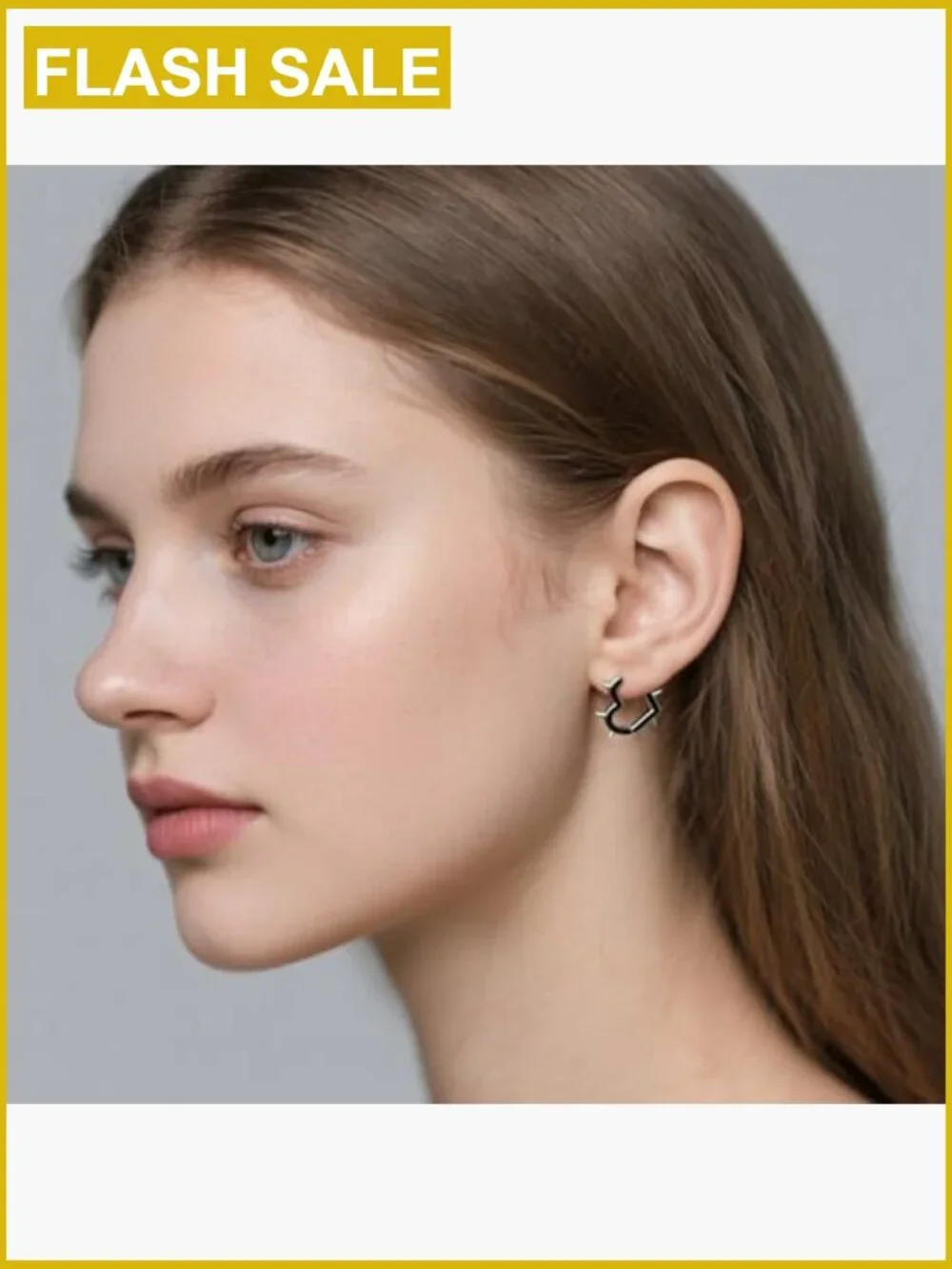 Punk Grunge Earring Set - Gothic Hoop Heart Spike Stud Earrings - Picture 4 of 7